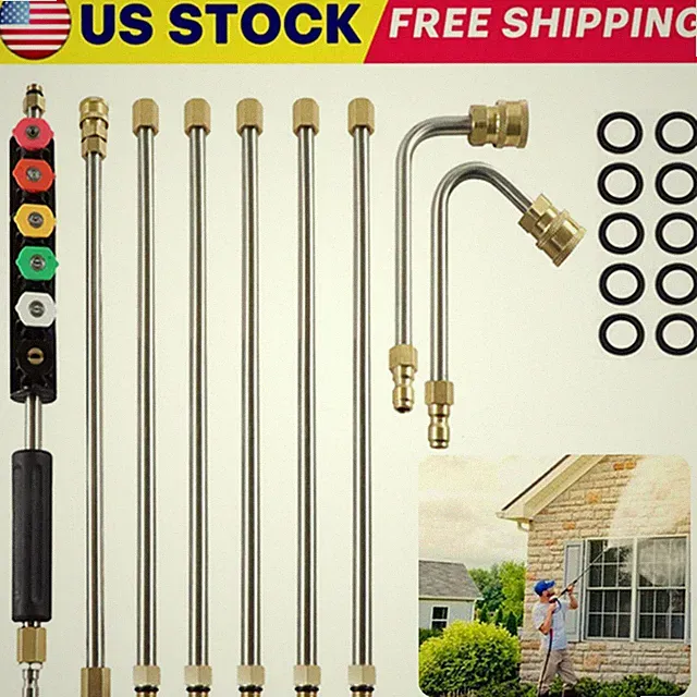 4000PSI High Pressure Washer Extension Wand Set Telescopic Lance w/ Spray Nozzle