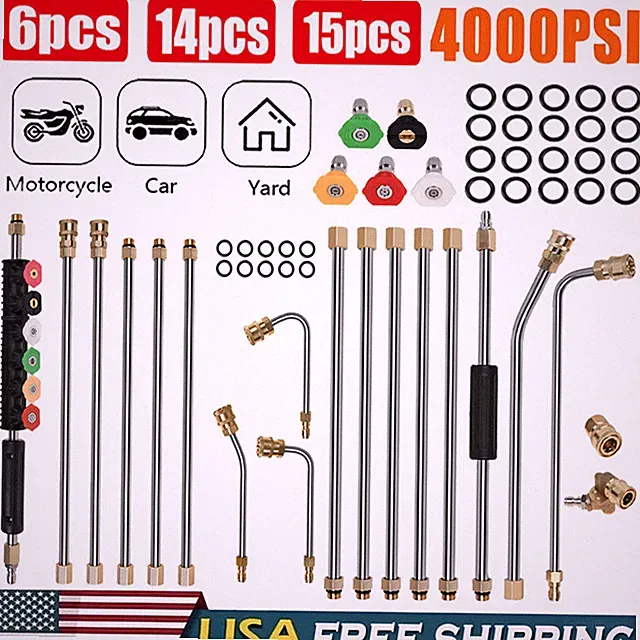 4000PSI High Pressure Washer Gun Extension Wand Spray Lance Nozzles Cleaner Tool
