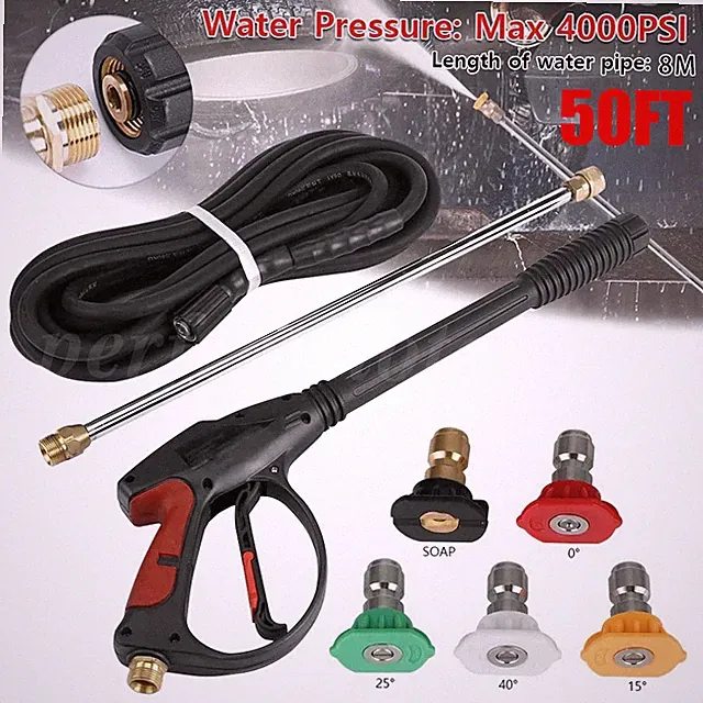 4000PSI High Pressure Washer Spray Gun Car Power Wand / Lance Nozzle / Hose Kit