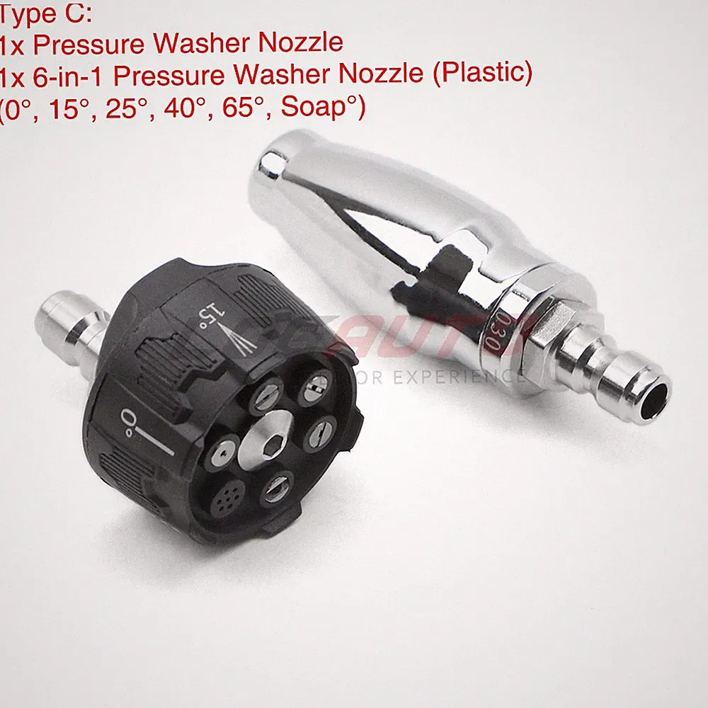 4000PSI High Pressure Washer Turbo Nozzle w/ 6 in 1 Adjustable Change Spray 1/4"