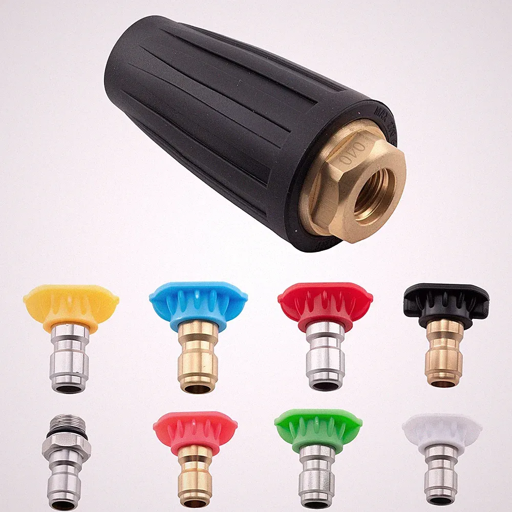 4000PSI High Pressure Washer Turbo Rotating Nozzle Spray Tip 1/4" QC Multi Angle