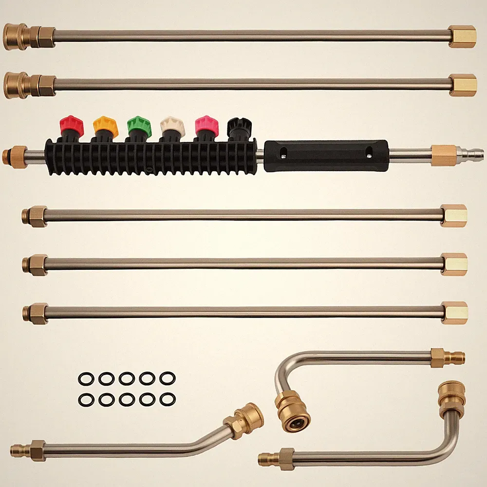 4000PSI Pressure Washer Accessories Kit 97inch 6 Wands 6 Tips 3 Curved Rods