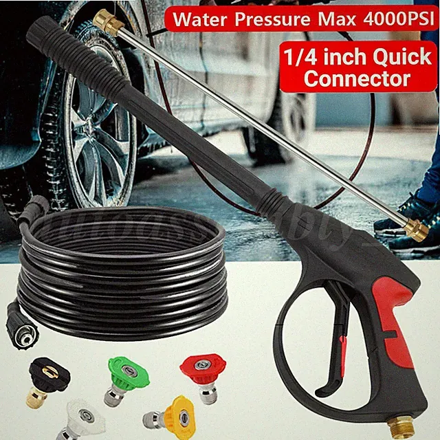 4000PSI Pressure Washer Gun 50FT Hose & 5 Quick Connect Nozzles Power Washer Gun