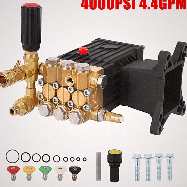 4000PSI Pressure Washer Pump 1" Shaft Horizontal 4.4GPM Power Water Pump