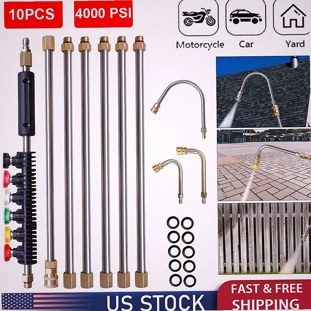 4000PSI Pressure Washer Telescopic Extension Lance Wand with Spray Nozzle Set