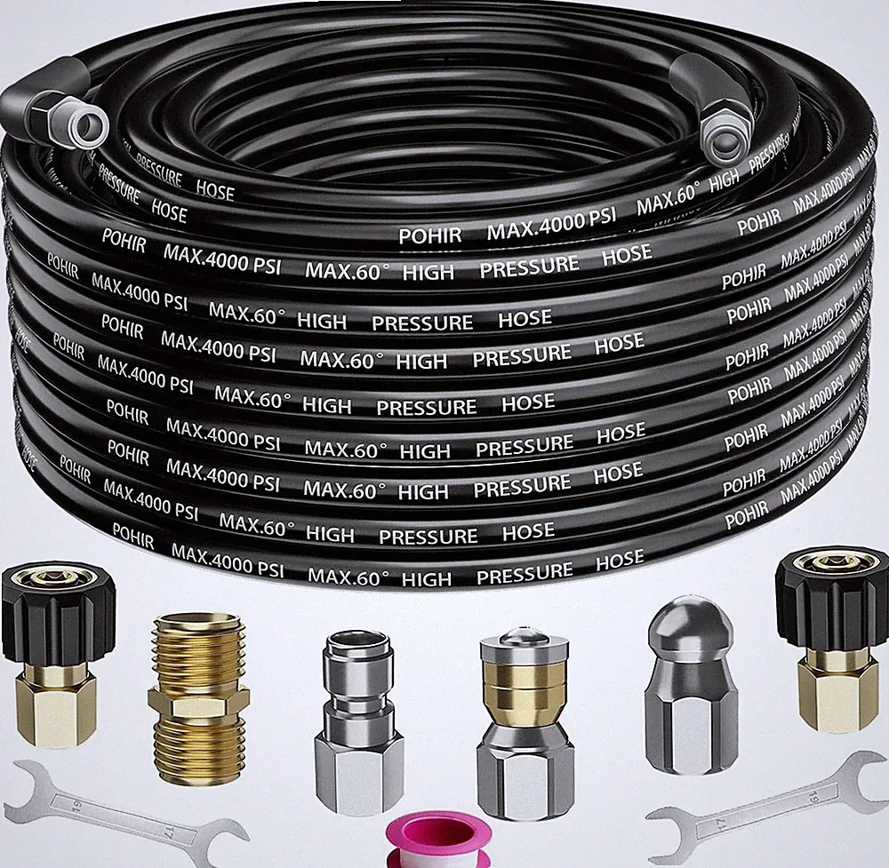4000PSI Sewer Jetter Nozzles Kit 35FT Drain Cleaning Hose for Pressure Washer