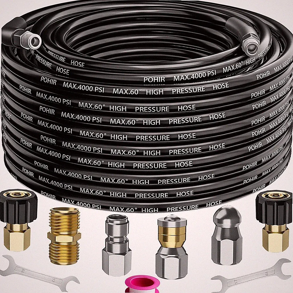 4000PSI Sewer Jetter Nozzles Kit 50FT Drain Cleaning Hose for Pressure Washer