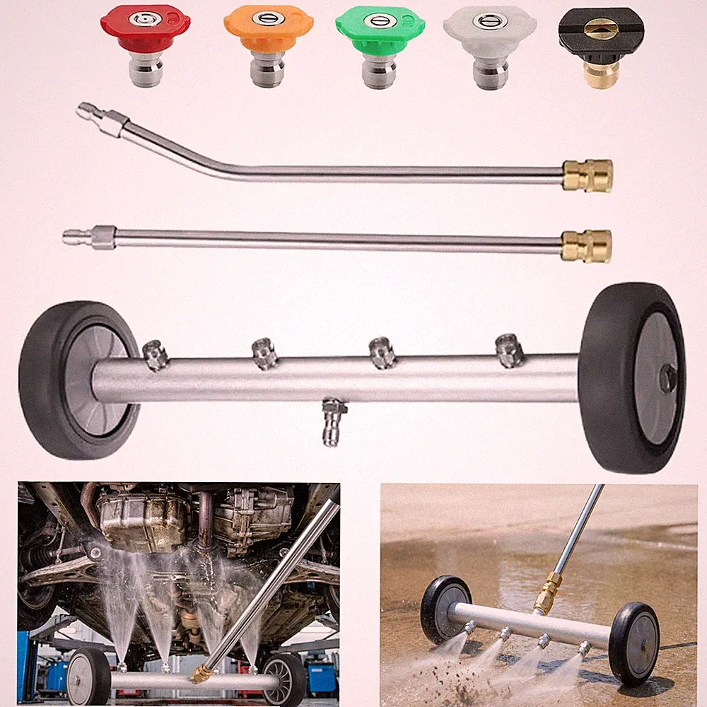 4000PSI Under Car Pressure Washer Undercarriage Cleaner Underbody Wash Broom Set