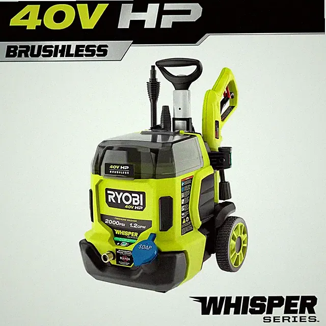 40V HP Brushless Whisper Series 2000 PSI 1.2 GPM Cold Water Electric Pressure Wa