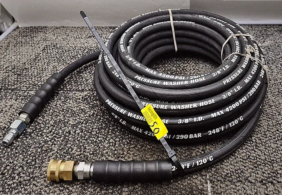 4200 PSI 3/8" Pressure Washer Hose 50FT Long, Black 248°F/120°C Heavy Duty