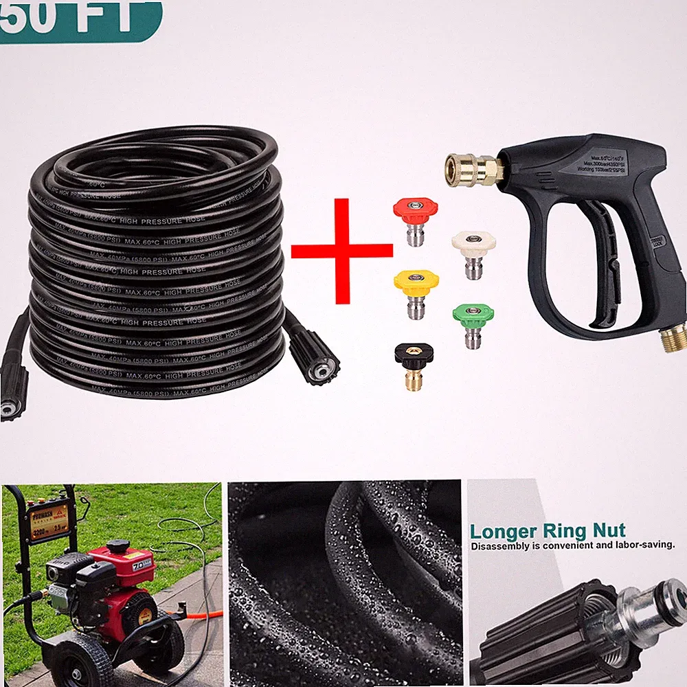 4350 PSI Car Wash Gun 50FT High Pressure Washer Hose 5800PSI