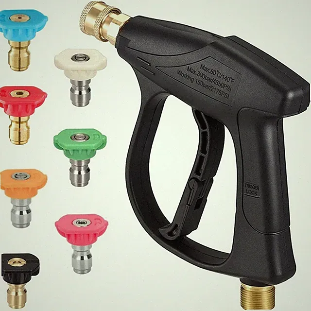 4350 PSI Short Pressure Washer Gun 7 Nozzles 3/8" Quick Connect Heavy Tool US