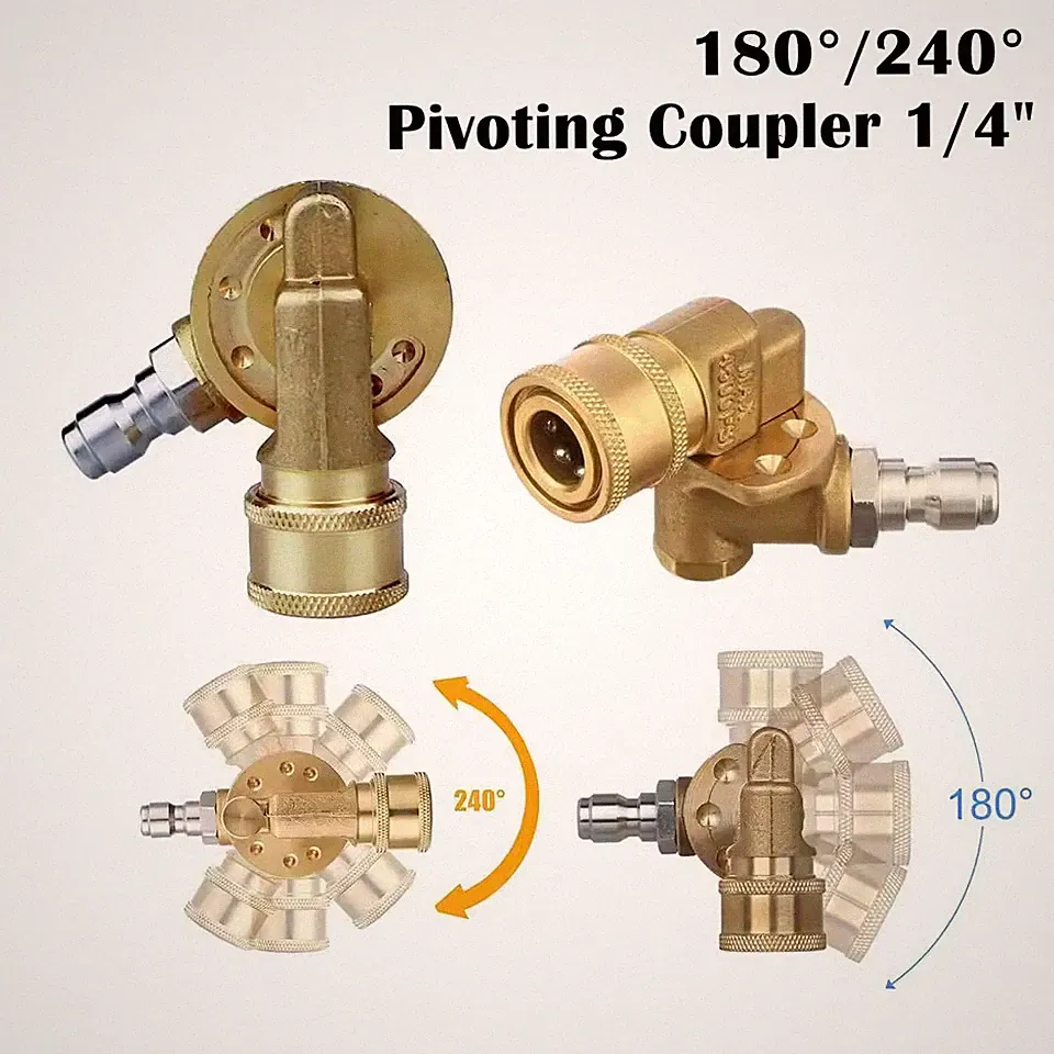 4500 PSI Pivoting Coupler With 1/4" Quick Connection Pressure Washer Attachment