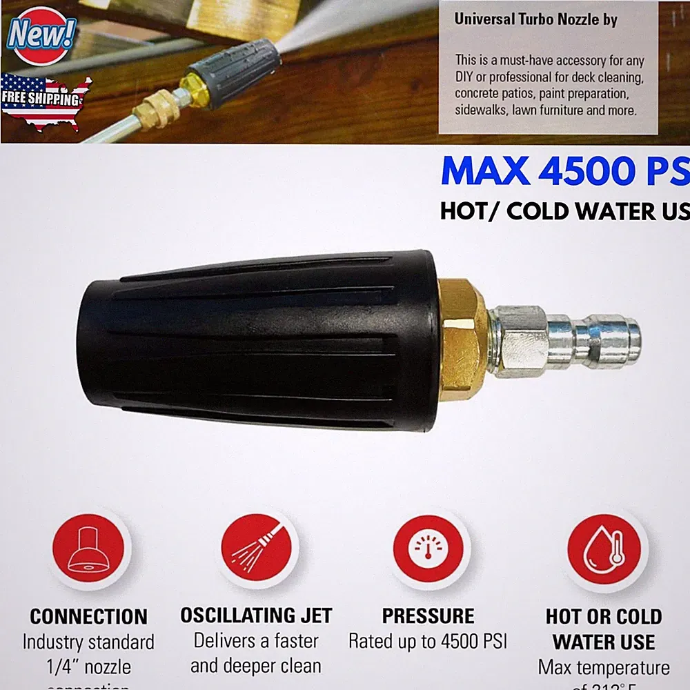 4500 PSI Pressure Washer Nozzle for Wood Siding Deck Cleaning Concrete Sidewalks
