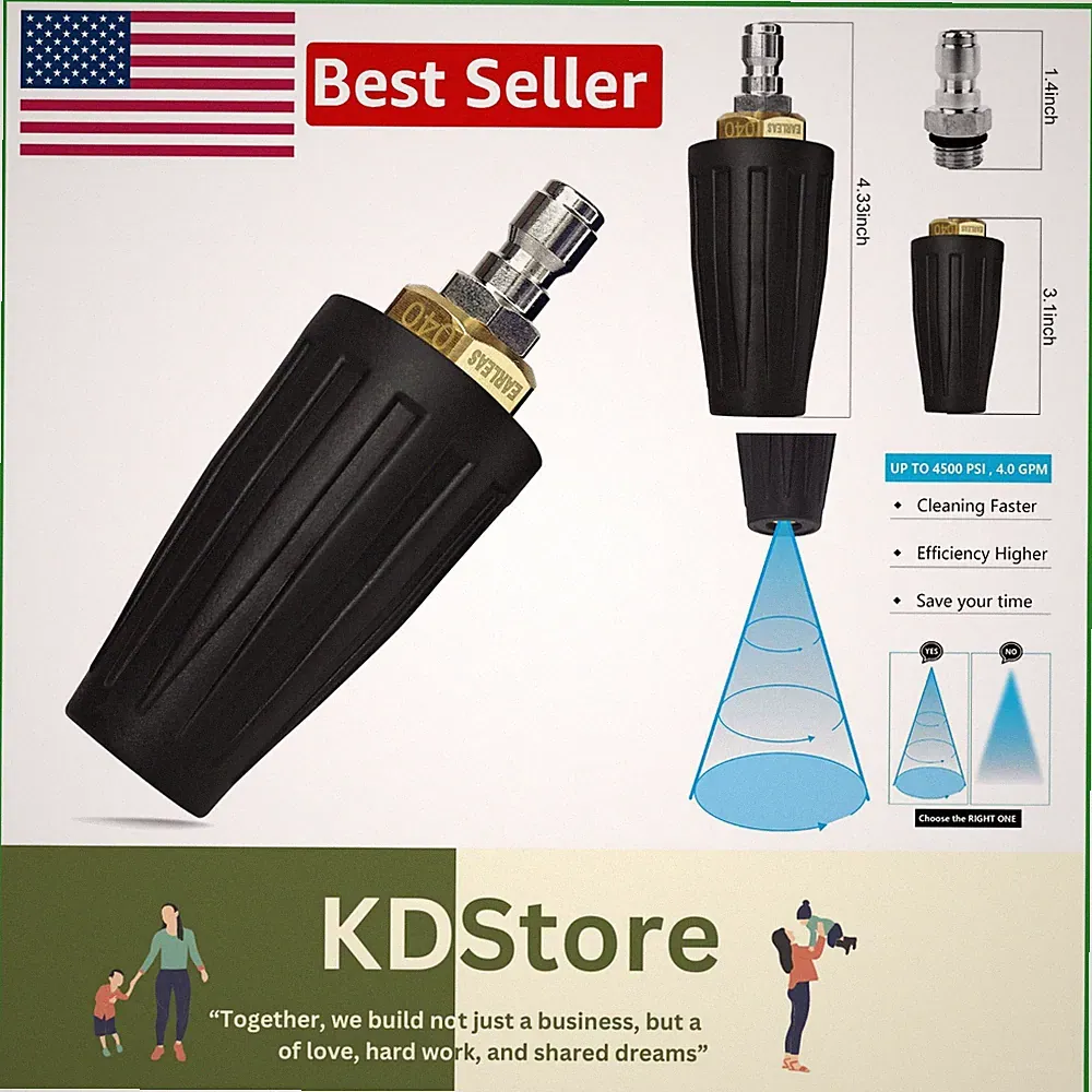 4500 PSI Turbo Power Pressure Washer Nozzle 1/4" Quick Connect 360° Rotation