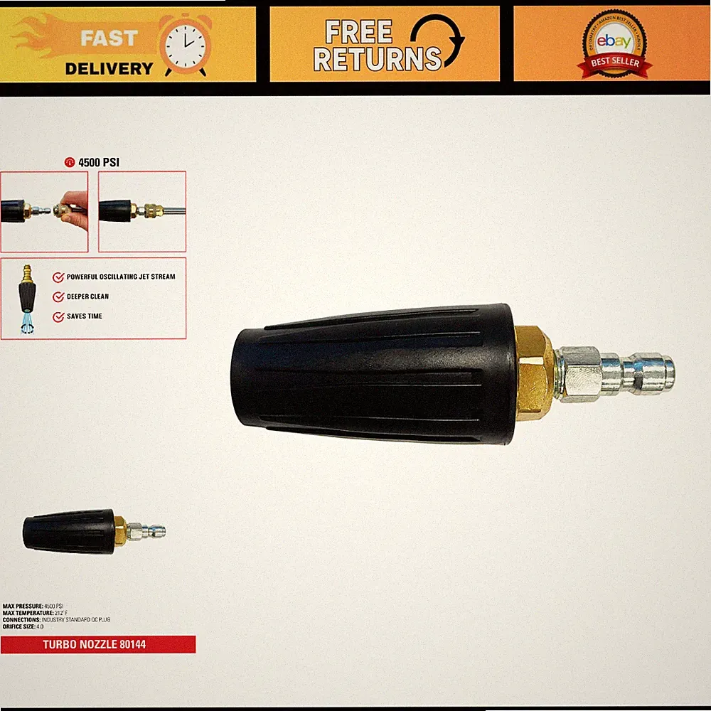 4500 PSI Turbo Pressure Washer Nozzle, 1/4" Quick Connect, High-Performance Clea
