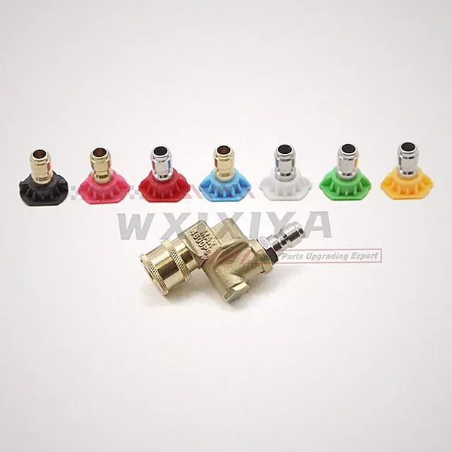 4500PSI Pressure Washer Pivot Coupler Adapter w/ 7 Nozzle Tip 1/4" Quick Connect