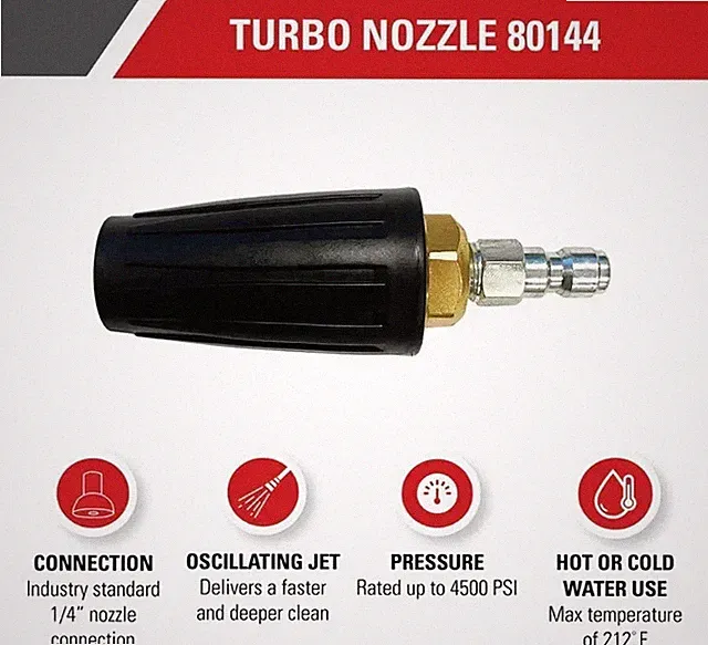 4500PSI Universal Turbo High Pressure Washer Nozzle 1/4" Quick Connect Cold-Hot