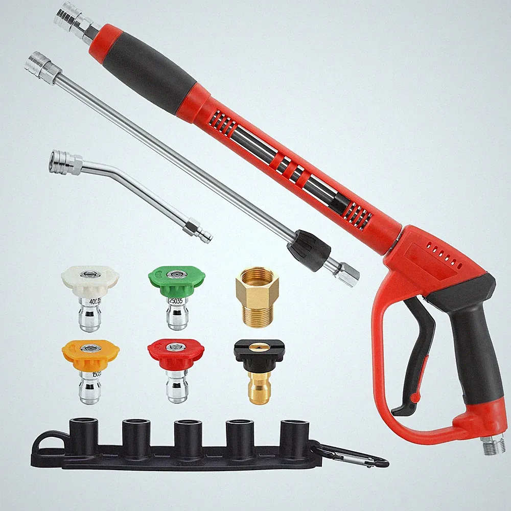47 Inch 5000 PSI Pressure Washer Spray Gun Curved Wand Extension 5 Nozzle Tips