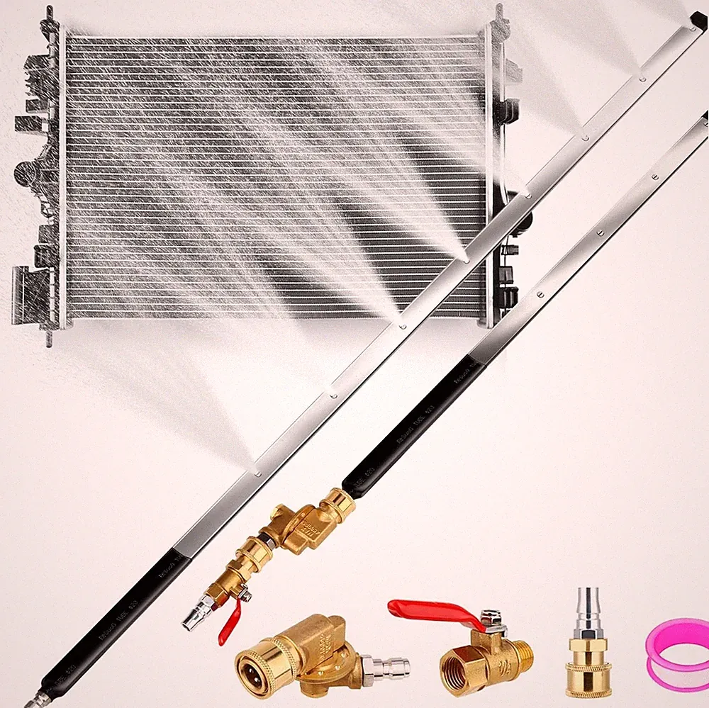 48" and 24" Radiator Cleaning Wand Set, 8 Nozzle Tips Pressure Washer Wand with