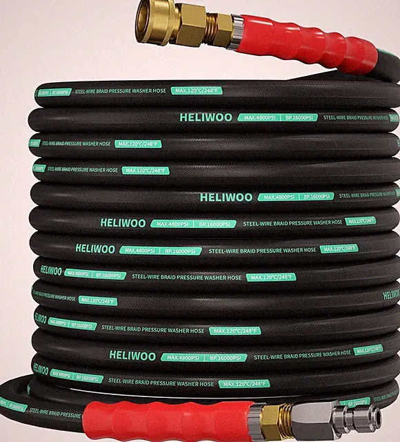 4800 PSI Pressure Washer Hose 50FT, 3/8'' Steel Wire Braided Kink Resistant Powe