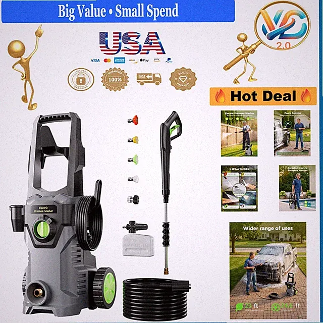 4800PSI Power Pressure Washer, 2.6GPM, Car & Home Use, 23ft Hose