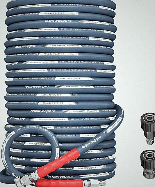 4800PSI Pressure Washer Hose 100FT with 3/8" Swivel Quick Connect for Cold/Hot W