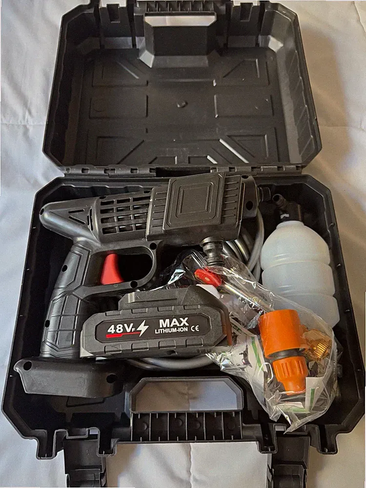 48V Cordless Portable Cold Water Pressure Washer Kit Battery Hose Soap Case