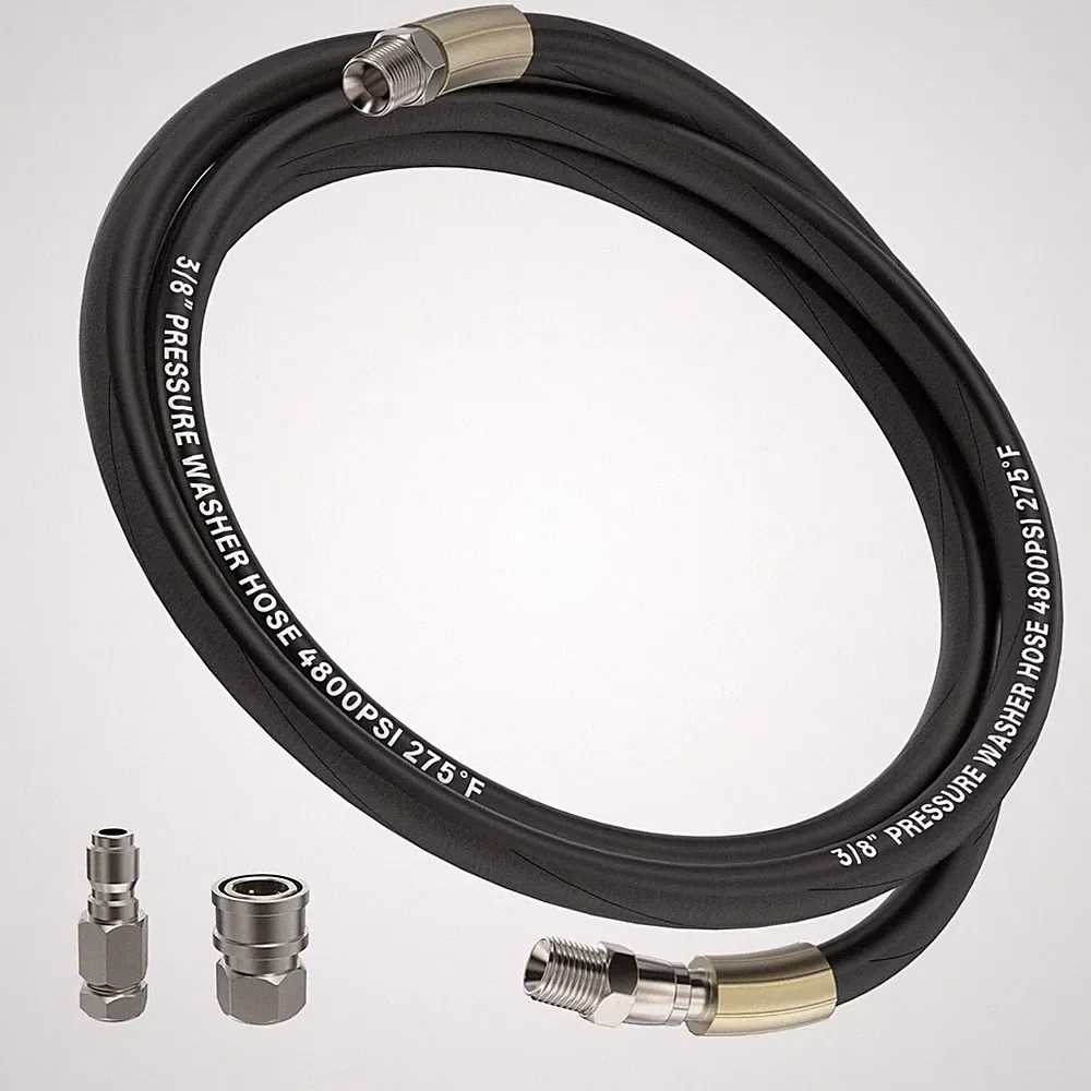 4FT 3/8" Pressure Washer Whip Hose with Swivel Fitting, Heavy Duty Hose Reel...