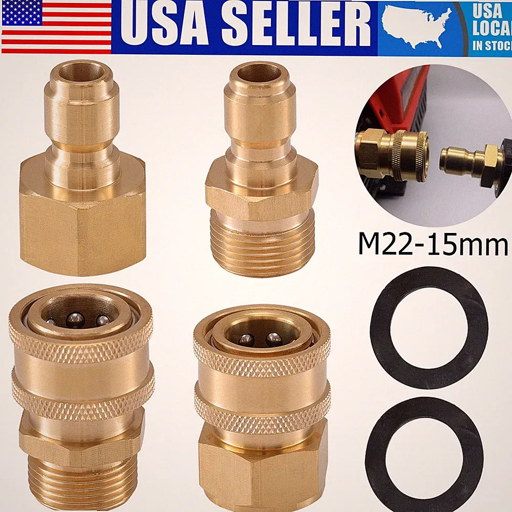 4Pc Pressure Washer Adapter Set Quick Disconnect Kit M22 Swivel to 3/8'' Connect