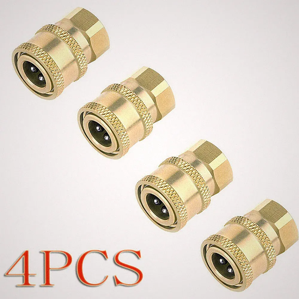 4PC Washer Coupler Brass Pressure Fittings 1/4 Inch Quick Connect To Female NPT