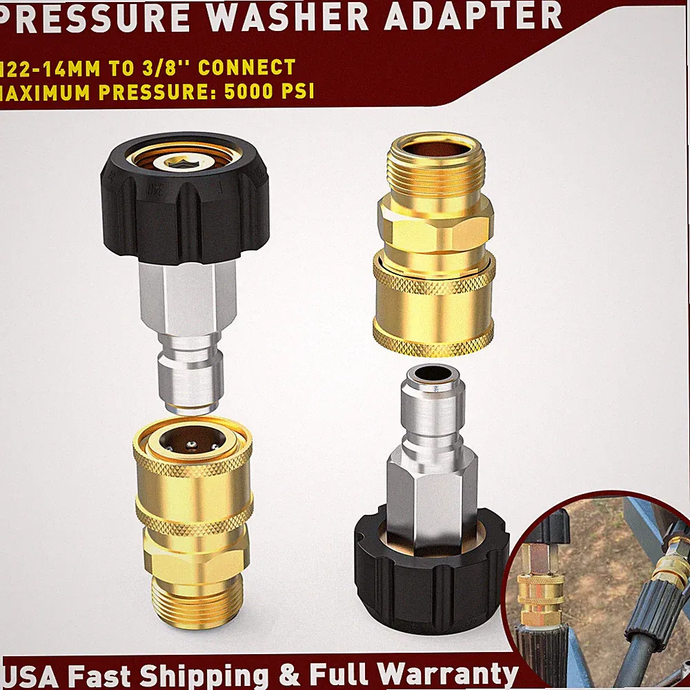 4Pcs M22-14 Female Swivel 3/8 Coupler Pressure Washer Adapter Gun Hose Pump