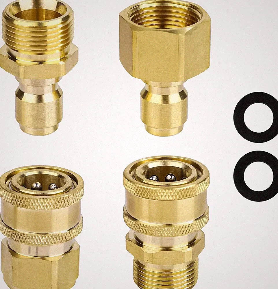4PCS M22-15mm to 1/4" Pressure Washer Adapter Quick Connect Kit 5000 PSI