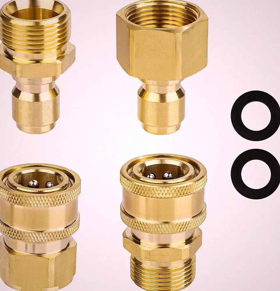 4PCS M22-15mm to 1/4" Pressure Washer Adapter Quick Connect Kit 5000 PSI