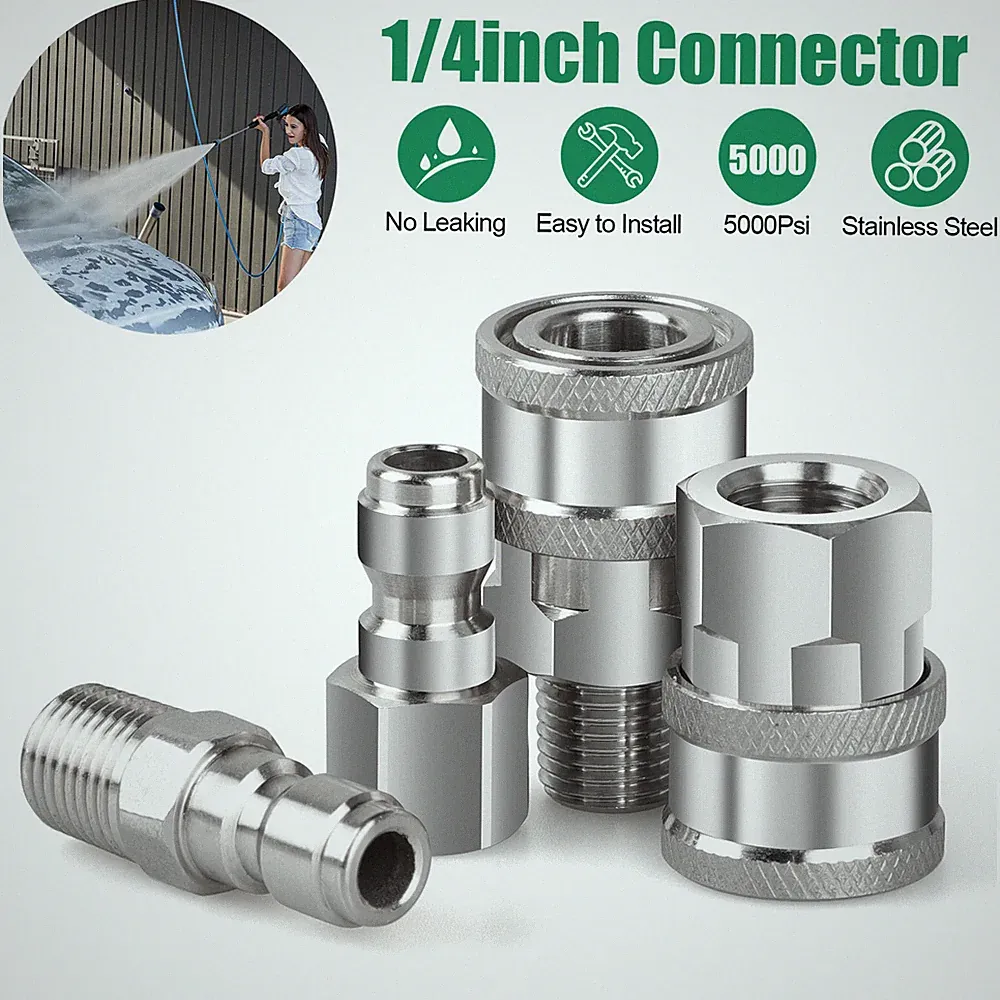 4Pcs NPT 1/4 Inch Pressure Washer Adapter Stainless Steel Quick Connect Fitting