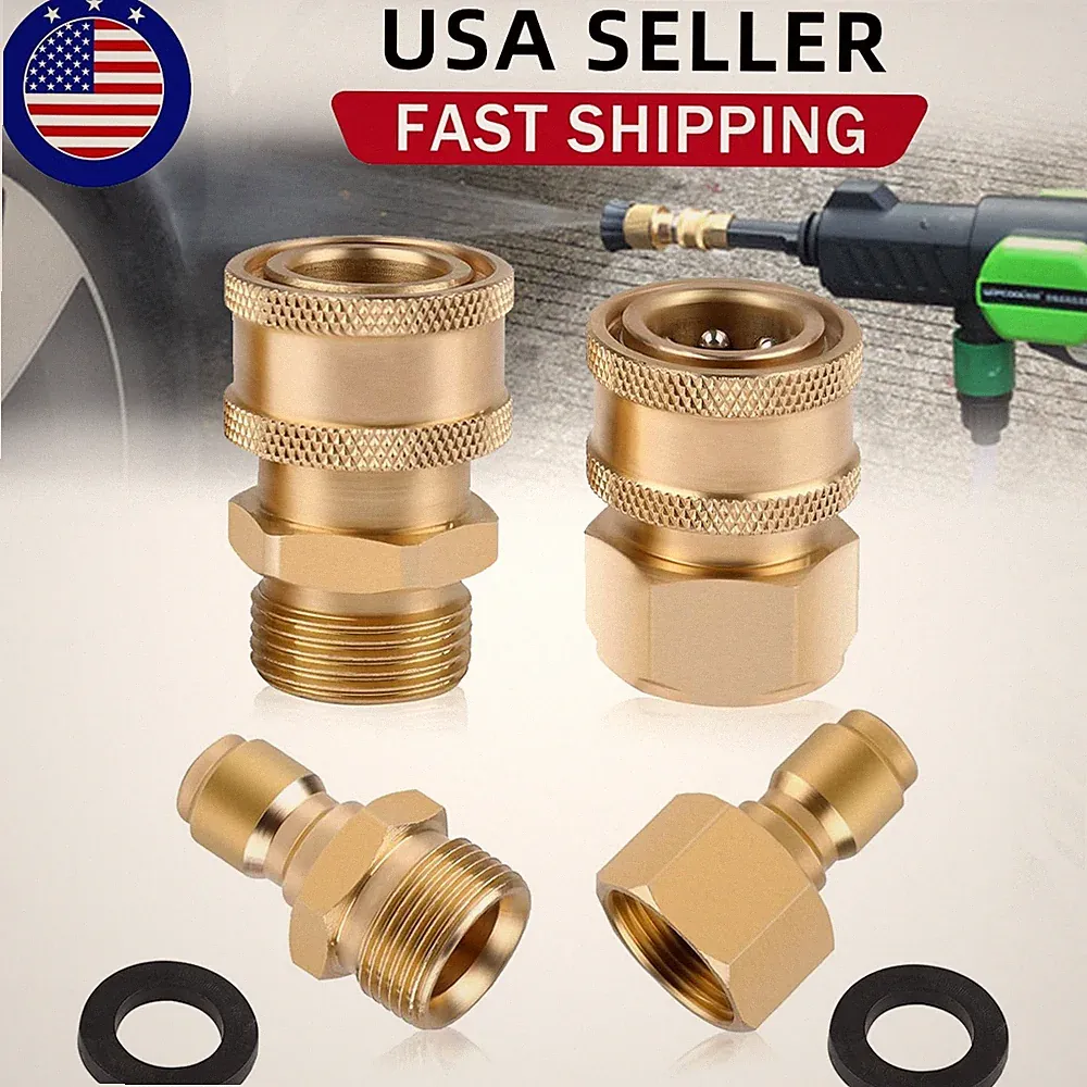 4pcs Pressure Washer Adapter Set M22 3/8" Quick Connect For Power Washer Hose