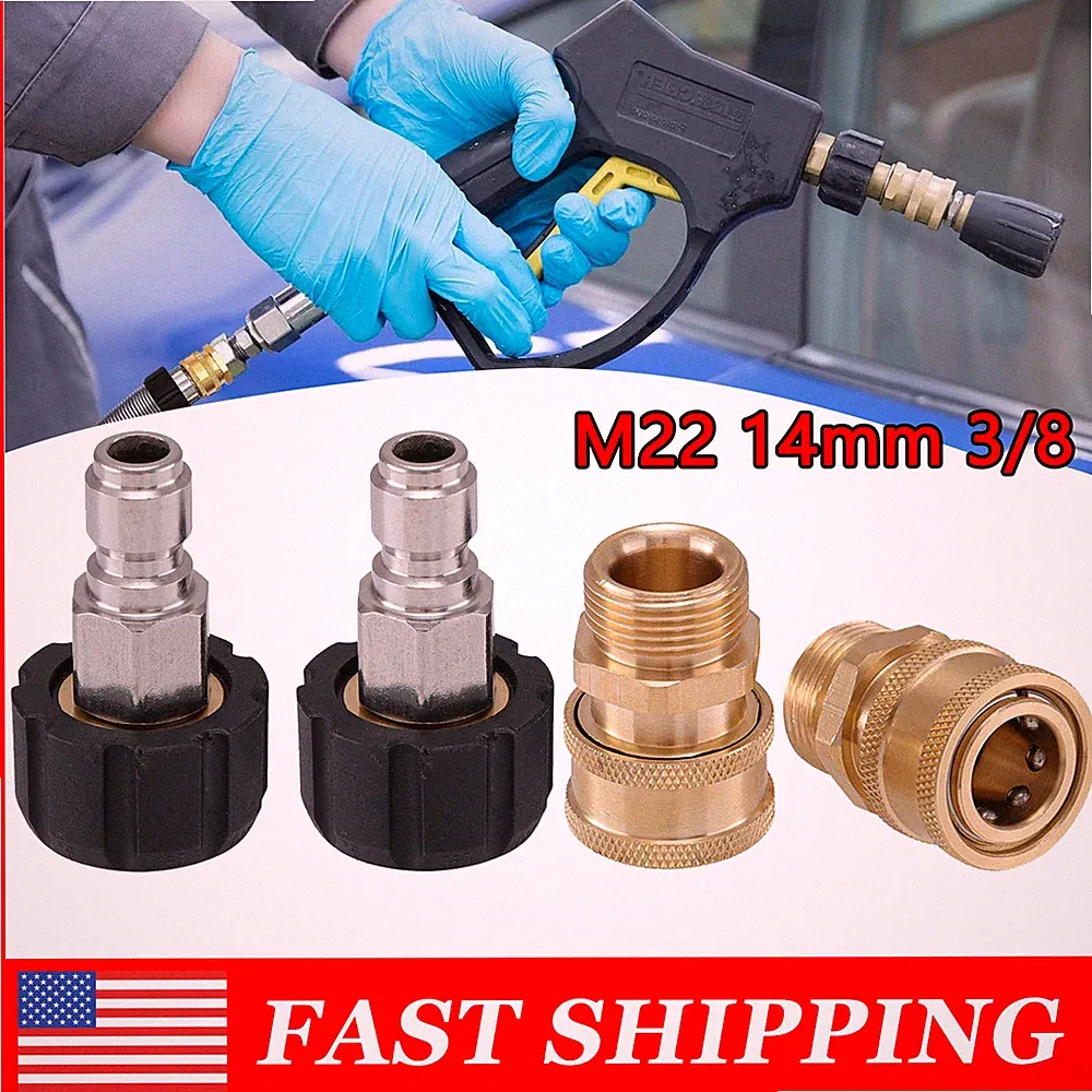 4PCS Pressure Washer Adapter Set Quick Disconnect M22 Swivel to 3/8'' Connect