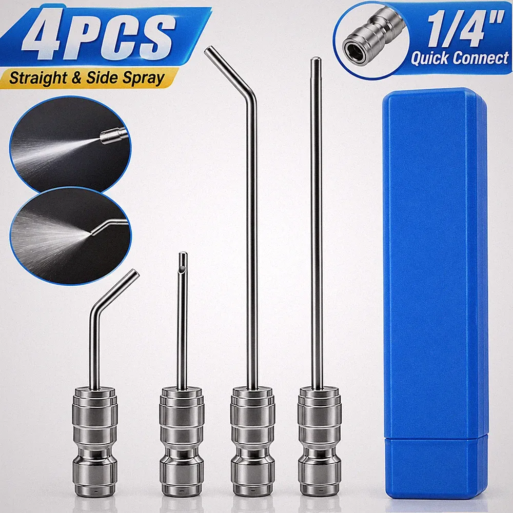 4PCS Pressure Washer Needle Nozzle Kit 1/4 Quick Connect Flush Wand AC Cleaning