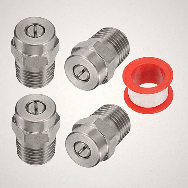 4Set Threaded Nozzle Tips with 1.07mm Orifice 1/4" Male NPT 25 Degree