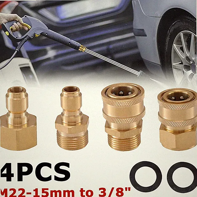 4X Power Washer Adapter M22-15mm Swivel to 3/8'' Pressure Washer Adapter Set