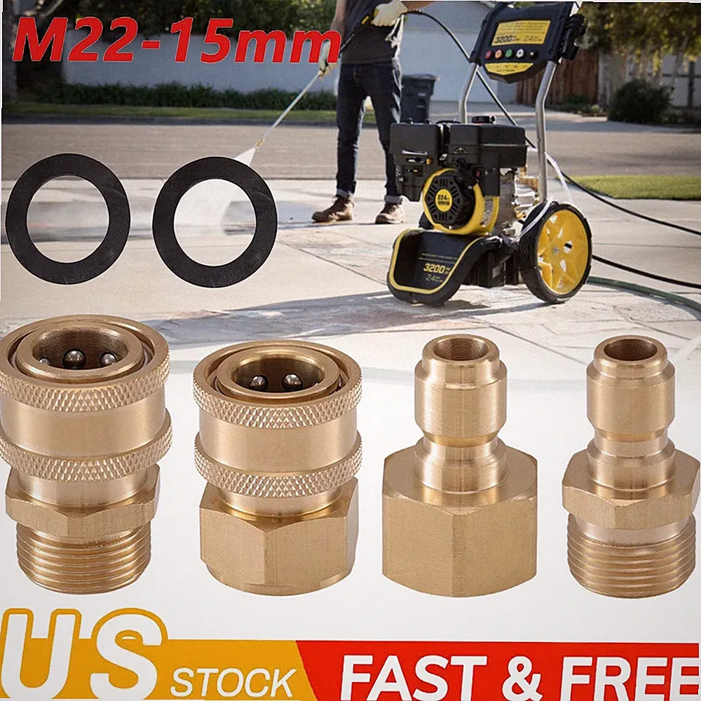4x Pressure Washer Adapter Set Quick Disconnect Kit M22 Swivel 3/8'' Connects