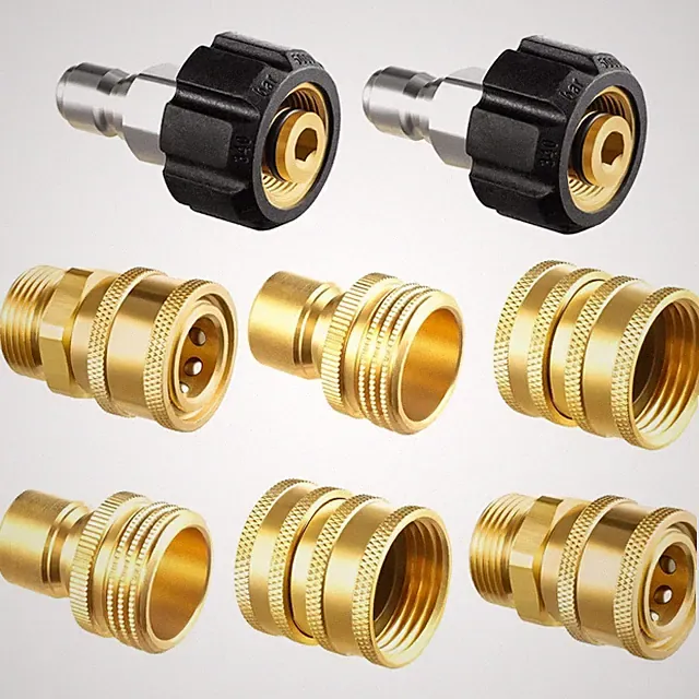 5,000 PSI Brass Pressure Washer Quick Connect Adapter Set - M22-14mm Compatible