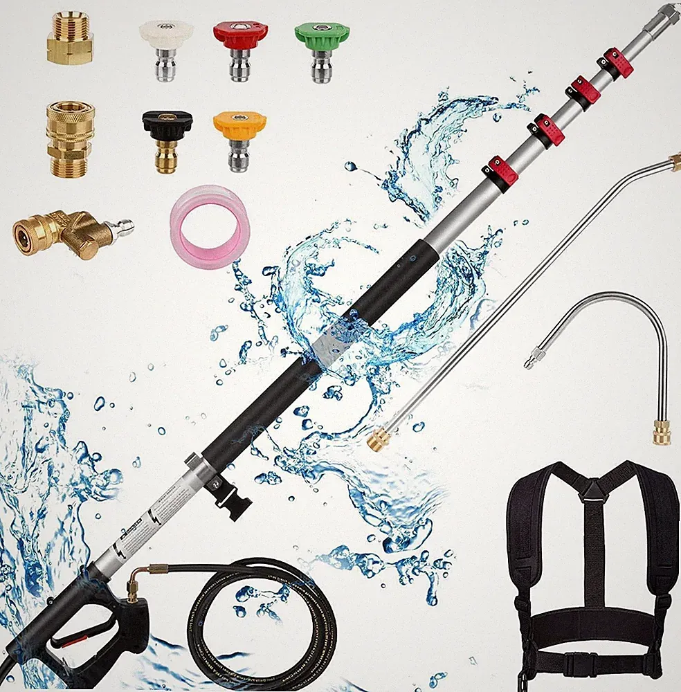 5~24FT Telescoping Pressure Washer Wand 4000PSI with 2 Extension Wand Portable