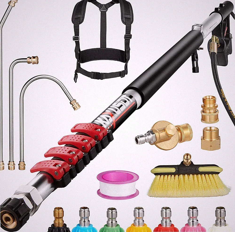 5~24FT Telescoping Pressure Washer Wand 4000PSI with 3 Extension Wand Portable