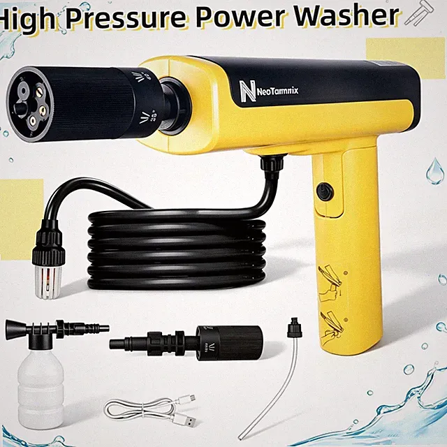 5 in 1 Foldable Cordless High Pressure Power Washer Spray Gun 4000mAh 3 Modes US