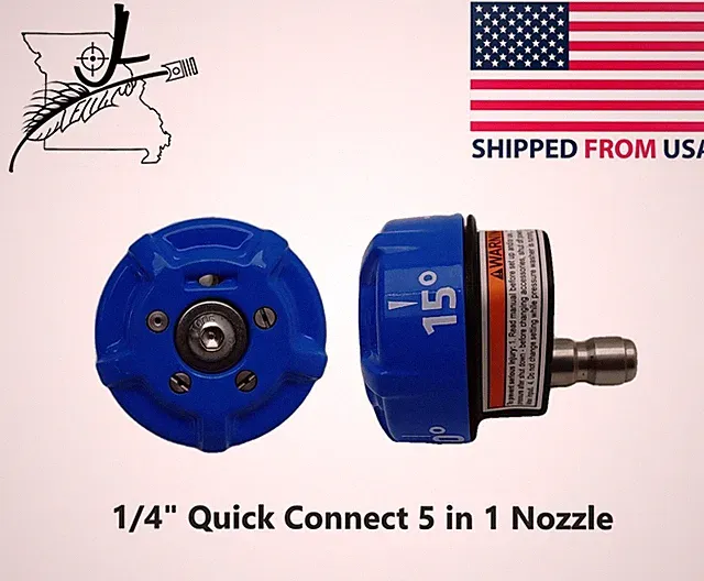 5 in 1 Quick Connect 1/4" Pressure Washer Nozzle Soap 0 15 25 40 Selectable All