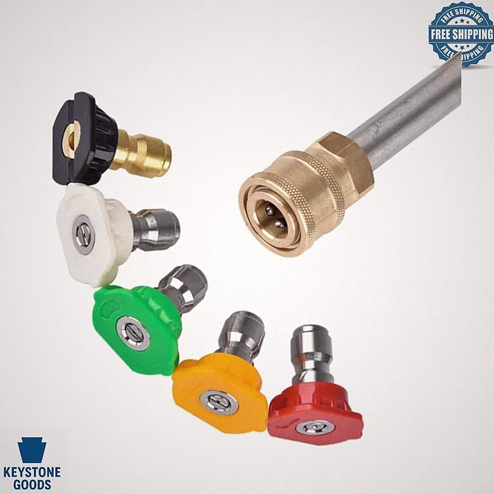5-Pack High-Pressure Washer Nozzle Tips Set, 4500 PSI, Multi-Angle, Stainless...