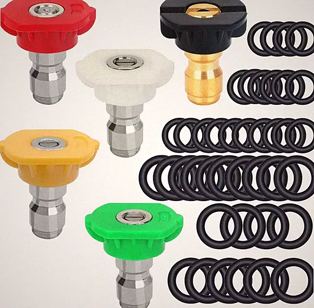 5 Pack Pressure Washer Spray Nozzles Tips + 40 Pcs O-Rings Replacement for 1/4 I