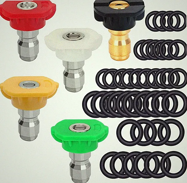 5 Pack Pressure Washer Spray Nozzles Tips + 40 Pcs O-Rings Replacement for 1/4 I