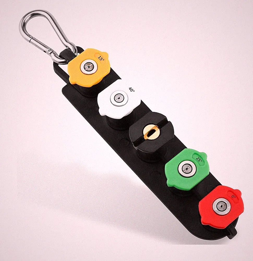 5 Pc Pressure Washer Tips, 0-65 Degrees, 2.5 GPM, Quick Connect, Multicolor